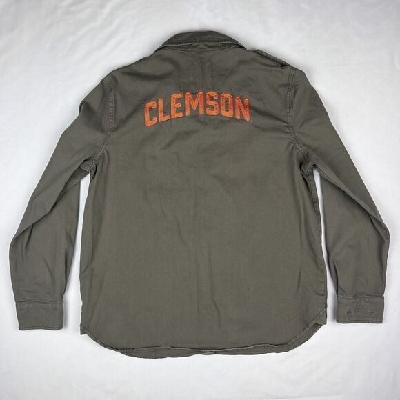 Stepforward Large Clemson Embroidered 100% Cotton Army Green Long Sleeve Top - Picture 7 of 9